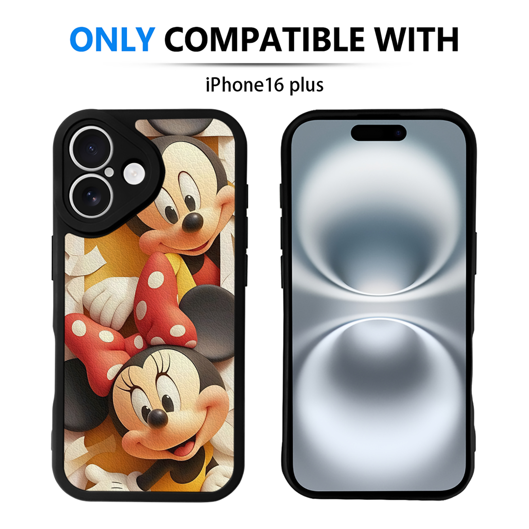 （画像用） ミッキーマウス Mickey Mouse 【iPhone 16シリーズ対応】シリコンスマホケース（レザー調） 材質：シリコン